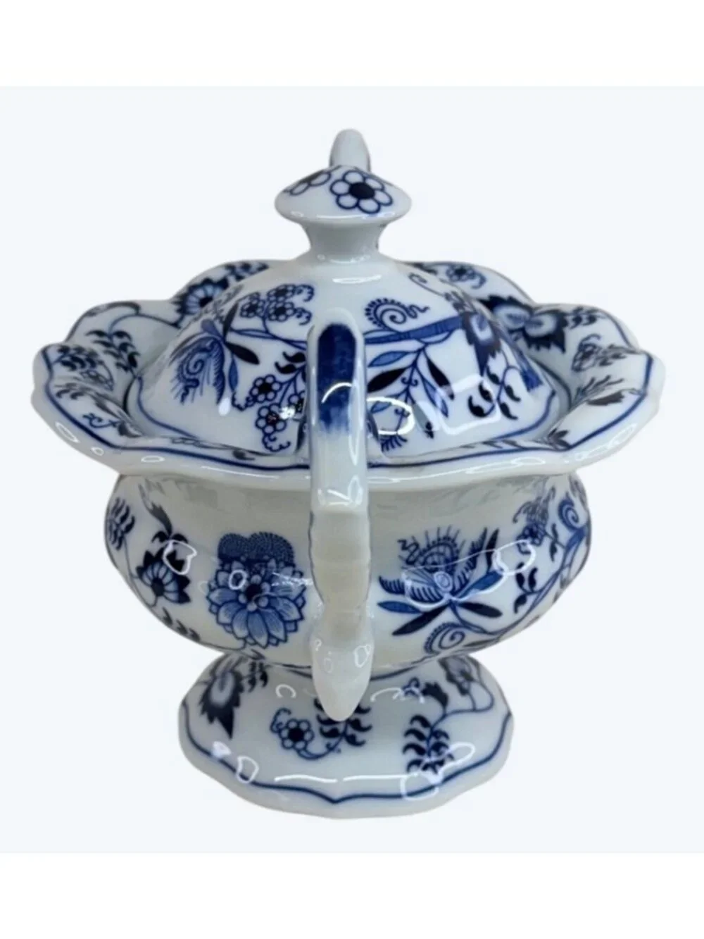 Blue Danube Porcelain Blue Onion Pedestal Mayonnaise Jar
